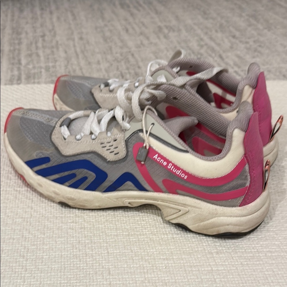 Acne Gray and Cream Sneakers with Chunky Sole
